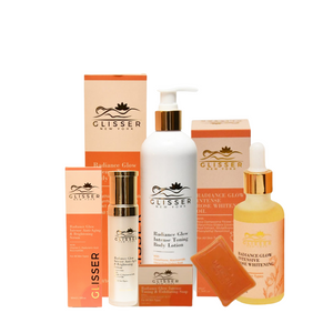 Radiance Glow Intense Toning Collection Body Lotion,  Kojic Acid Soap, Rose Oil & Brightening Serum 4PC Set